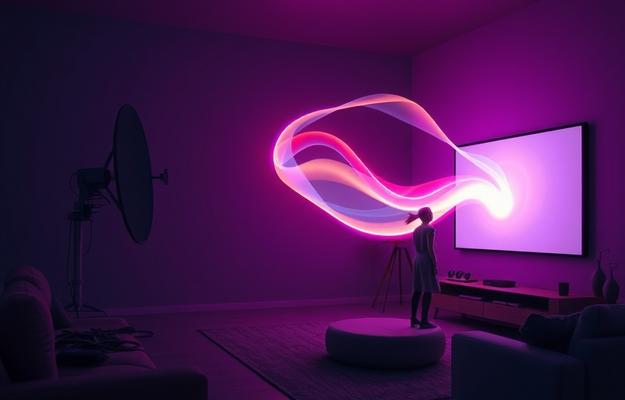 Mann nutzt IPTV auf Smart TV mit Fernbedienung