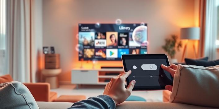 Mehrere Geräte mit IPTV-used apps auf einem Tisch