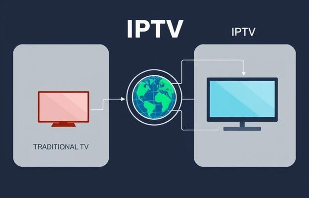 Mann nutzt IPTV auf Smart TV