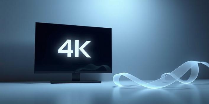 A minimalist 3D illustration depicting a sleek 4K TV, a network icon, and a flowing "zero" symbol, representing 4K IPTV comparison.