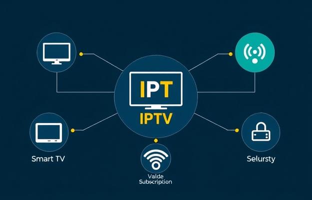 Smart TV with IPTV streaming interface showing various channels