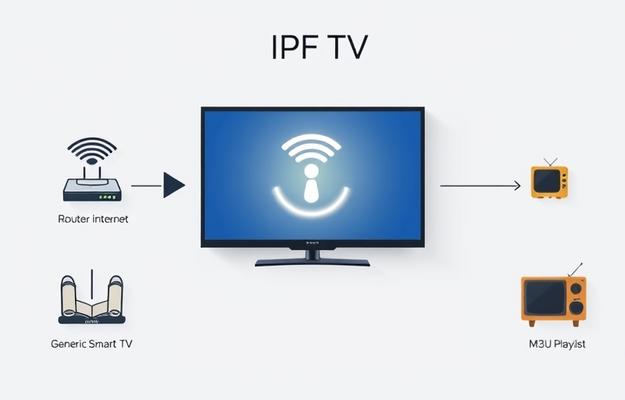Mann nutzt IPTV auf modernem Smart TV