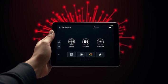 value>Eine edle 3D-Illustration mit einem Tablet, das eine deutsche IPTV-Streaming-Oberfläche zeigt. Eine Hand hält das Gerät, während ein roter Datenstrahl zum dunklen, premium Hintergrund führt. Sanfte Lichter, tiefe Schatten und Crimson-Akzente symbolisieren eine hochwertige deutsche IPTV-Lösung.
