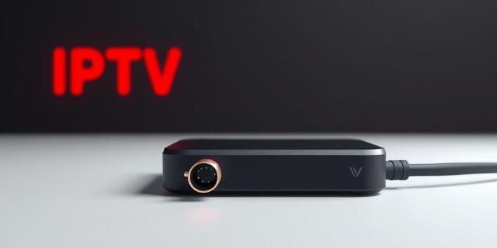 3D-Vergleich: Zero IPTV Streaming-Box in kräftigem Rot vs. klassisches Kabel-TV-Koaxkabel in Anthrazit, minimalistisches Premium-Design für IPTV Deutschland.